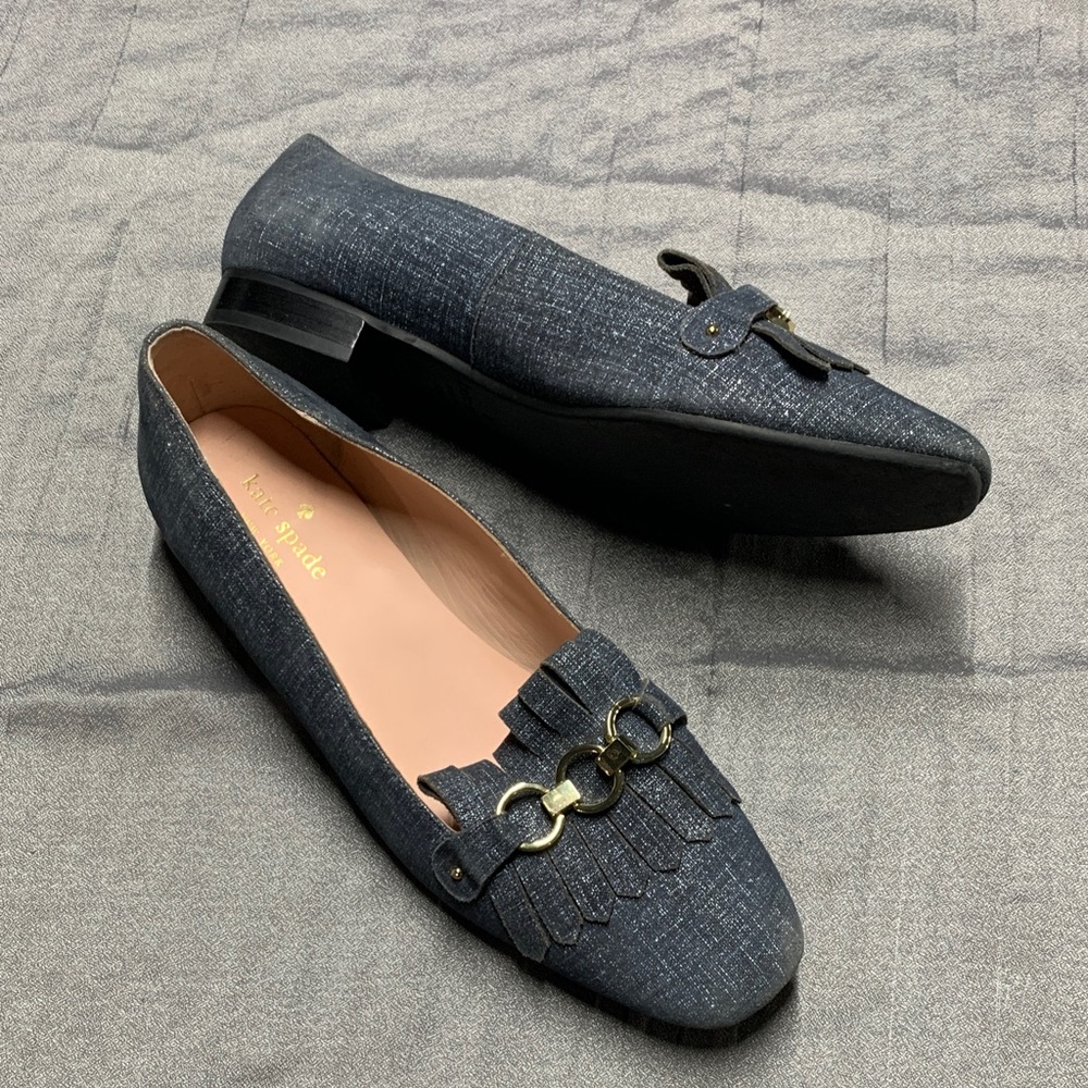 Kate Spade Dark Gray Loafers with Gold Details